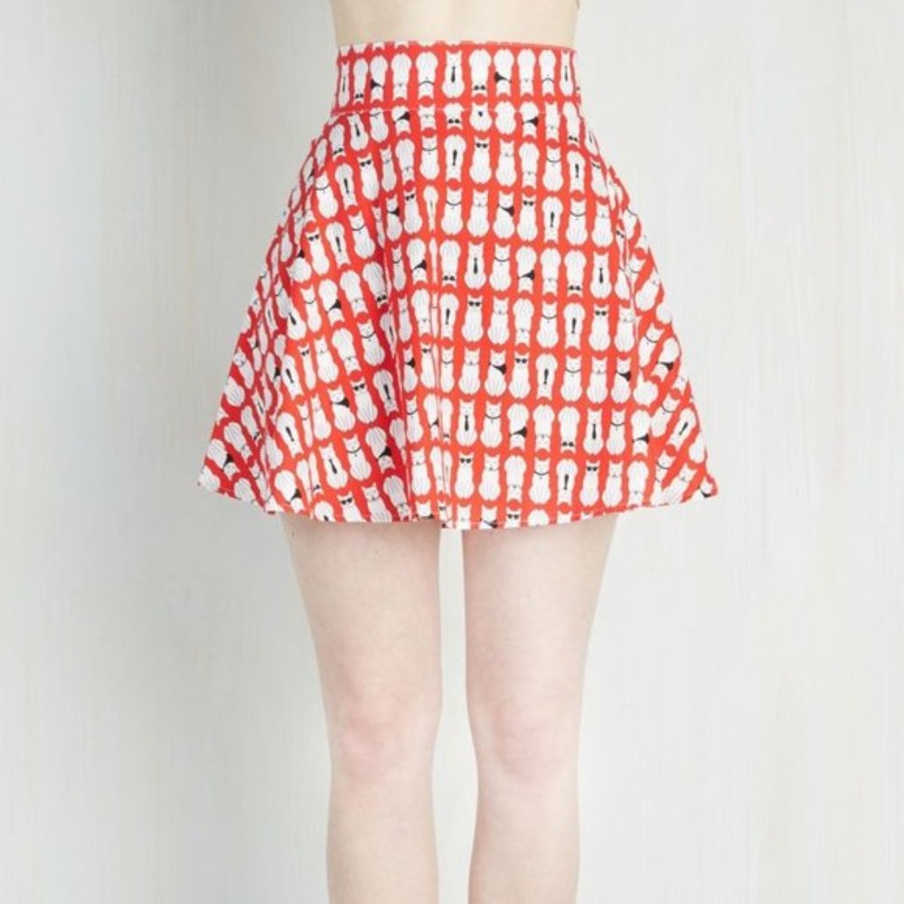 Modcloth Playful Feeling Skater Skirt in Cool Cats